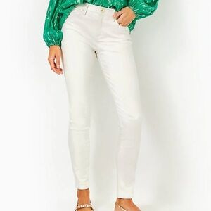 🆕Lilly Pulitzer - 29” Eagan Shimmer High Rise Skinny Jeans coconut metallic NWT